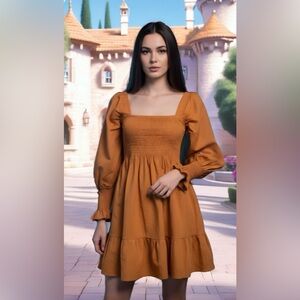 0089 Elegant Women's Orange Dress